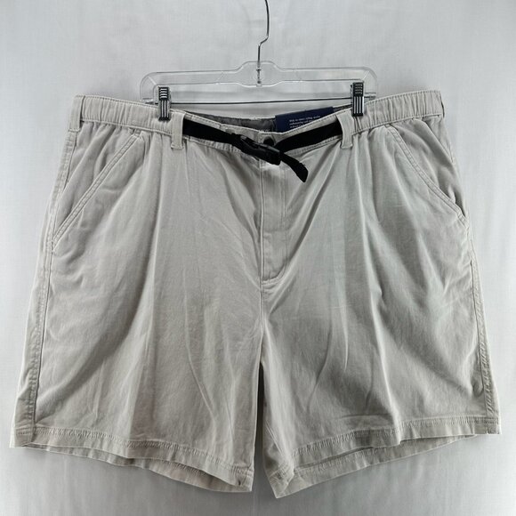 Croft & Barrow Short Mens 44 True Comfort Belted Flat Front Stretchy Soft Beige - Picture 1 of 8